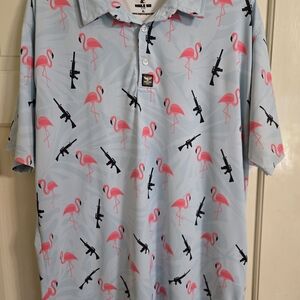 EAGLE Six Gear. Flamingo and Rifle Pattern Polo Shirt